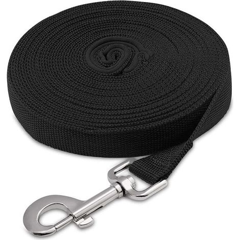 Longe pour chien 5m Laisse de dressage en nylon léger Mousqueton métal Poignée rembourrée Pour entraînement, randonnée, plage (1/5)