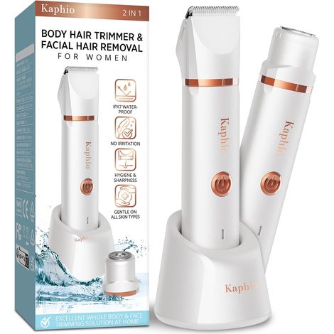 Tondeuse de bikini pour femmes : rasoirs électriques 2 en 1 pour femmes – Rasoir électrique rechargeable – Tondeuse de bikini étanche IPX7 pour aisselles, jambes, bras, corps (blanc perle) (1/5)