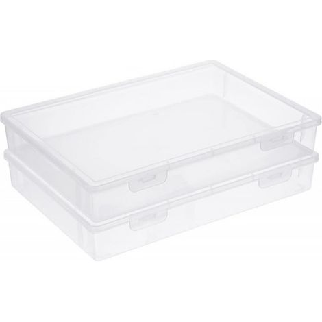 2 transparente A4-Aufbewahrungsboxen mit Deckel – stapelbar und stoßfest – Dokumentenorganizer für Büro und Zuhause – Ablagebox für Papiere, Fotos und Bastelmaterialien (1/5)