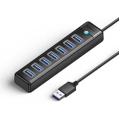 Hub-Splitter PW7U-U3 7x USB-A USB-C 5V 3A 1m - schwarz (1/3)