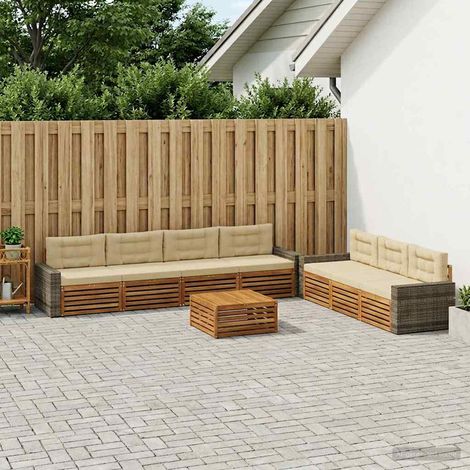 vidaXL Outdoor-Sofagarnitur 8 pcs Natur und Beige 79 x 79 x 37 cm (1/5)