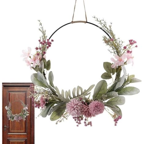 Couronnes de porte, Décoration de porte, Couronne de printemps-été, Couronne de fleurs artificielles décorative pour porte d'entrée, utilisable toute l'année-AquaForge (1/4)