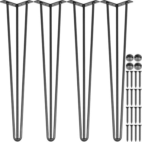 20-Zoll-Haarnadel-Tischbeine, 4-teiliges Haarnadel-Tischbein-Set, Haarnadelbeine aus Stahl mit 3 stabilen Stangen, schwarze Möbelbeine zur Herstellung von Tischen