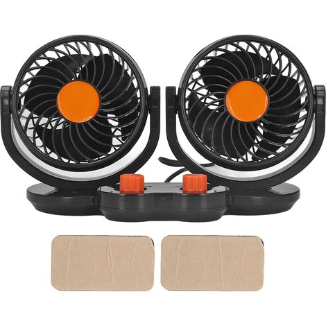 Ventilateur de voiture rotatif 360°, mini double ventilateur silencieux avec prise allume-cigare 24V (1/5)