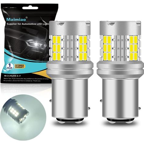 2Pcs 1157 BAY15D P21/5W Ampoule feu de stop blanc, 12-24V 3020 30SMD 800LM Ampoule Led Super brillant Etanche à l'eau Convient aux feux arrière des voitures, aux feux de jour (1/5)