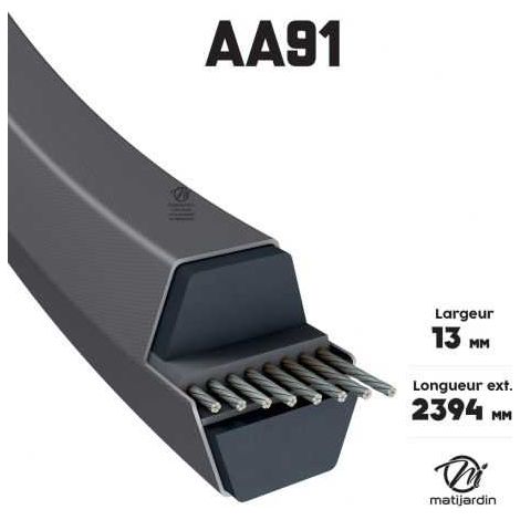 Courroie tondeuse AA91 hexagonale  13 x 2394 mm (1/4)