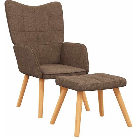 Maison Exclusive - Relaxsessel mit Hocker Braun Stoff (1/5)