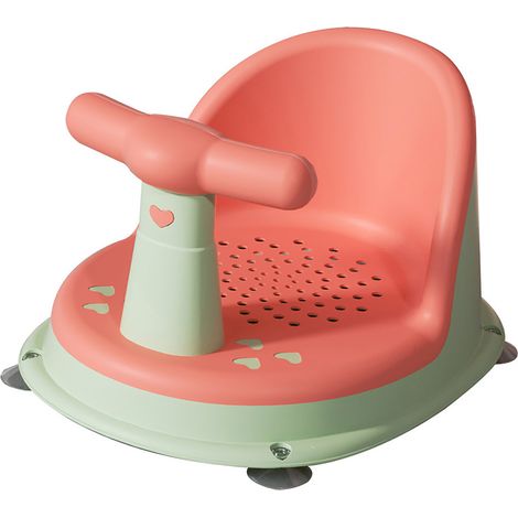 Siège de bain bébé réglable, ergonomique et antidérapant avec ventouses puissantes, orange (1/2)