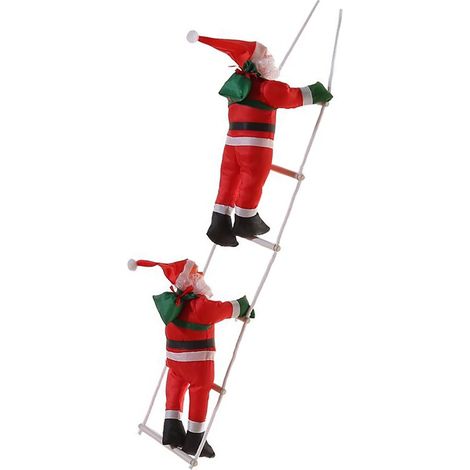 Père Noël grimpant échelle suspendu déco Noël 25 cm ornement accrocher arbre sapin fête maison intérieur extérieur tissu oxford 158 g (1/4)