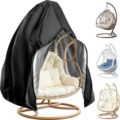 Galerie SV Housse Protection pour Fauteuil Suspendu Extérieur Imperméable Résistant à l'hiver Tissu Oxford 420D Coupe-vent Anti-UV pour Housse Oeuf Suspendu 230 x 200 cm (1/5)