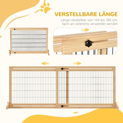 Barrière de protection pour chien, barrière de sécurité pour escalier, 180 cm de hauteur, hauteur ajustable, couleur naturelle et noire