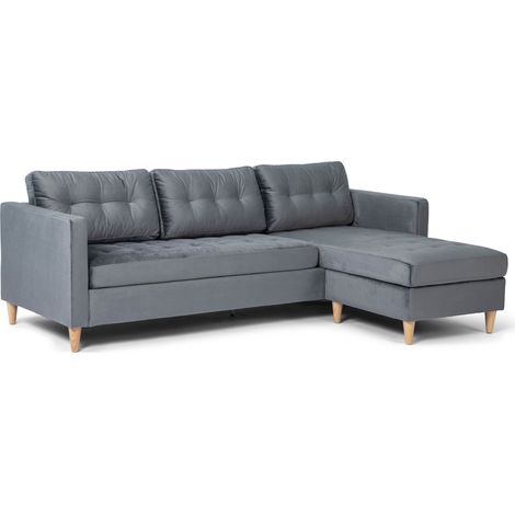 Marino Canapé BA3, chaise longue droite ou gauche en velours, gris.