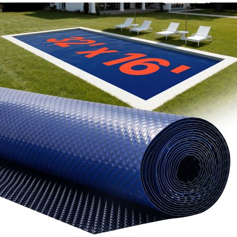VEVOR Cubierta Solar para Piscina Rectangular, 9,75 x 4,88 m, con Material de Burbujas y PE, Absorción de Calor Durante el Día, Retención de Calor Durante la Noche, 0,4 mm de Grosor, Color Azul (1/5)