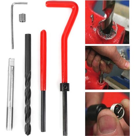 Kit de réparation de filetage 30 pièces M6x0,75 en acier inoxydable, comprenant un jeu de tarauds pour filetage femelle et des inserts de réparation. (1/5)