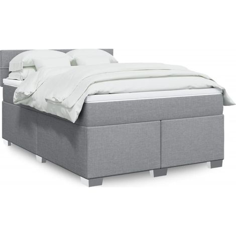 Boxspringbett mit Matratze Hellgrau 160x200 cm Stoff