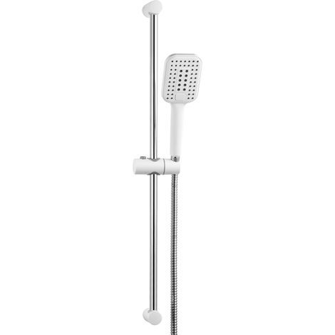 Colonne de Douche sans Mitigeur Barre Douche en Acier Inoxydable de 80 cm avec Flexible de 1.6 m Pommeau de Douche (3 Modes 120 mm) et Support Ensemble de Douche pour Salle de Bain Blanc (1/5)