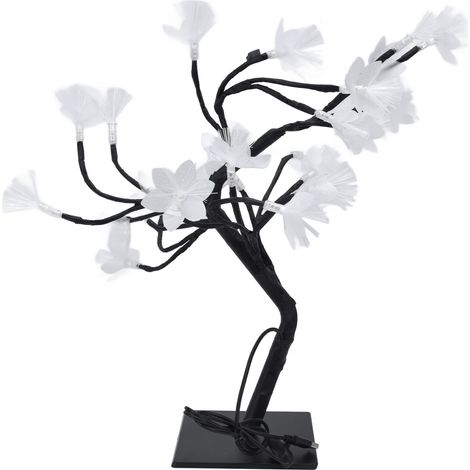 Arbre lumineux à fibres optiques LED 24 LED, arbre décoratif réaliste, lampe de nuit USB pour chambre, décoration de table pour fête, chevet. (1/5)