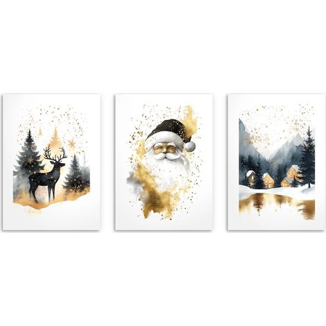 Poster per il soggiorno Babbo Natale Paesaggio invernale Decorazione natalizia 3x50x70