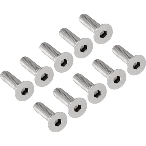 1/4-20 x 1" Hex Douille Plat Tête fraisée Vis 10PCS Argent (1/4)