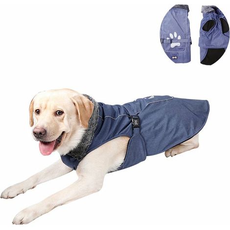 Vêtements pour animaux de compagnie Modèles d'automne et d'hiver Vêtements pour chiens chauds et imperméables en plein air Gilet à boucle pour gros chien, bleu XL (1/5)