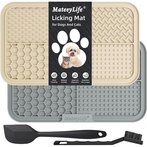 2PCS Tapis de léchage Chien avec ventouses - Tapis Anti-Glisse Alimentation Humide/Sèche, Surface Alvéolée Lavable Apaisant Anxiété Chien/Chat, Tapis de Distribution pour Croquettes (1/5)