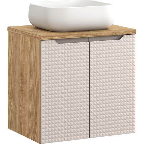 Waschtisch 60 cm in Eiche mit beige, LONDON-56-BEIGE, mit Waschbecken (1/5)