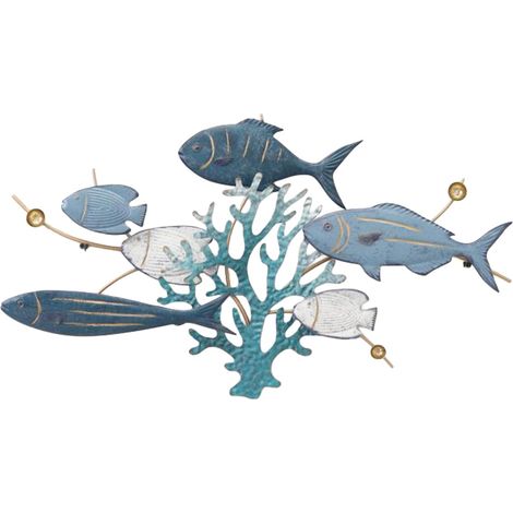 Ornamento da parete a forma di pesce in metallo per decorazioni acquatiche in stile nautico