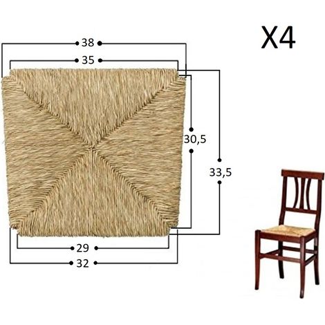 Okaffarefatto – Galette de chaise en paille pour modèle Arte Povera – Lot de 4 pièces – Dimensions adaptées pour chaises de restaurant et bistro