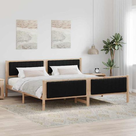 Bed frame Brown and black 200 x 200 cm Solid pine wood vidaXL