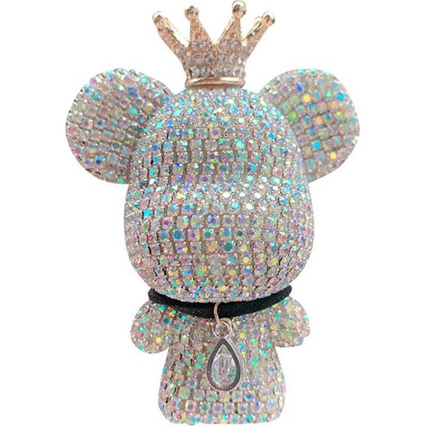 Désodorisant de voiture pour décoration de grille d'aération, ours en strass scintillant, avec clip et comprimés d'aromathérapie, accessoires de suspension intérieurs (1/5)