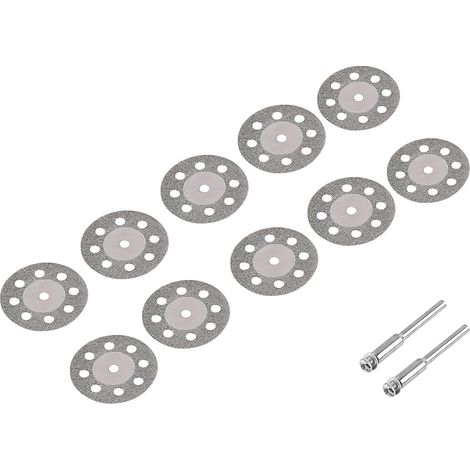 10 disques de scie circulaire diamantés 30 mm à 8 trous pour outil rotatif, avec 2 mandrins. (1/5)