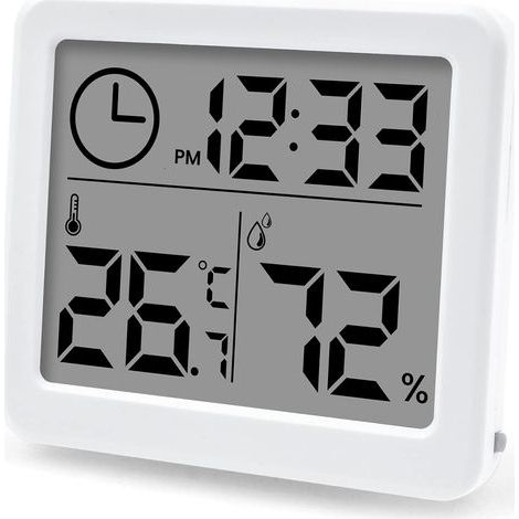 Thermomètre Hygromètre Moniteur de Haute Précision, LCD avec temps d'humidité intérieure et thermomètre , pour le bureau, la serre (batterie incluse) (1/5)