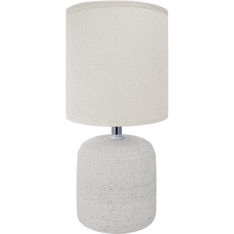 Lampada Moderna Da Comodino Con Lavorazione a Onde Finitura Opaca Certificata RoHS In Ceramica Con Paralume 45W Scrivania Tavolo Abat Jour Grigio chiaro