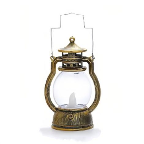 Lampe à huile rétro vintage, mini lanterne LED suspendue à la main, idéale pour Halloween et autres décorations de fêtes - dorée (1/5)