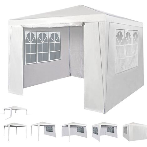 3x3m Gazebo with Side Panels Waterproof Party Event Tent Marquee Steel Frame WS WHITE
