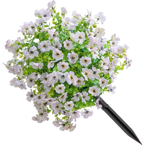 Estaca de flores realista, planta artificial para exteriores - Blanca