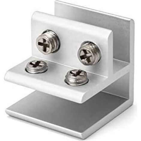 90°-Glasbefestigungsklammern – Set mit 4 verstellbaren Halterungen, geeignet für 8 bis 12 mm Glas, zur Wand- oder Regalmontage