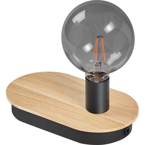 LEDVANCE DECOR Wood lampe à poser USB, noir/bois, E27 (1/5)
