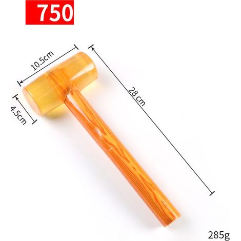 Maillet en caoutchouc transparent avec manche en bois et fixation pour carrelage et meubles, modèle 750, 4,5 cm