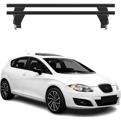 OMAC Dachträger Querträger Alu für Seat Leon II 2009-2012 FL – Abschließbar – T-Nut – City-Crash-getestet – Max. 50 kg Schwarz (1/5)