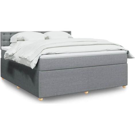 Boxspringbett mit Matratze Hellgrau 180x200 cm Stoff