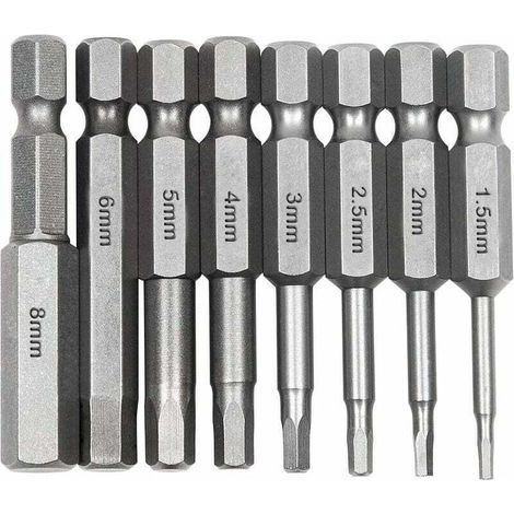 8-teiliges 1/4-Zoll-Sechskantschraubendreher-Set, magnetische Bits aus S2-Stahl, 8 verschiedene Größen für elektrische und manuelle Schraubendreher - KZQ