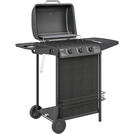 GagaBarbecue a gaz 4 bruleurs avec thermometre 108x54x97 cm Noir (1/5)