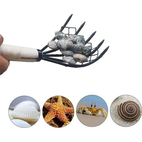 Épuisette à palourdes pièce râteau dents pince fruits de mer plage outils 1 5 (1/5)