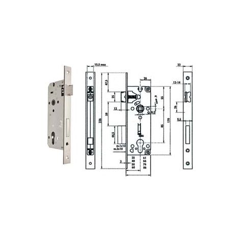 SERRATURA DA INFILARE A CILINDRO BORDO QUADRO NICHELATO SATINATO 52X- - mm.35 (Y52X00350S2) - 1 pezzi YALE