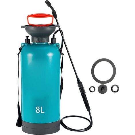 8L Pneumatic Shoulder-Mounted Sprayer, 2 Spray Modes, Adjustable Nozzle with Rotating Lance/with Base, Blue (1/5)