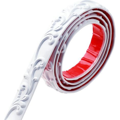 Nastro adesivo flessibile da 500 cm, ideale per bordi di specchi, pareti e rivestimenti murali (bianco). (1/5)