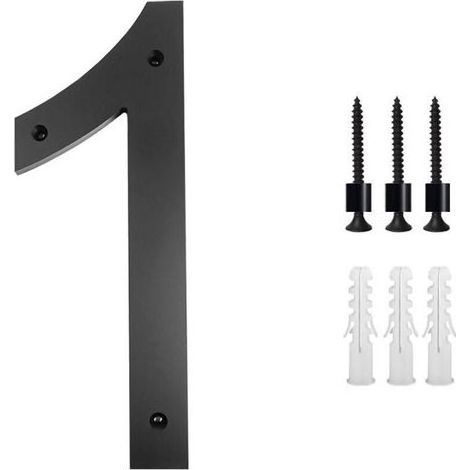 Plaque de numéro de maison 10 pouces – Numéros modernes en alliage de zinc – Fini noir mat – Fixation sur bois, mur ou boîte aux lettres (1/5)
