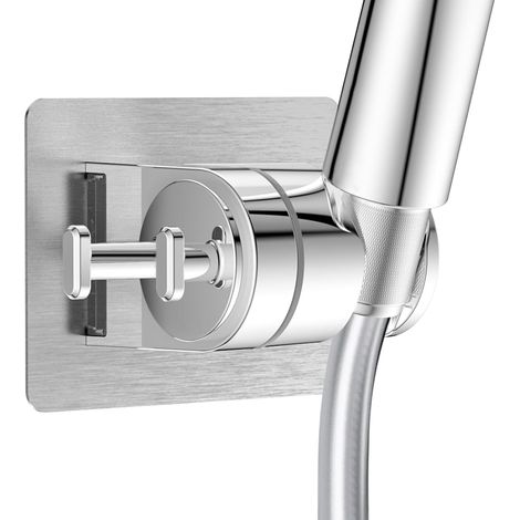Support pommeau douche adhésif 90°, étanche, sans perçage, universel bidet/salle bain. (1/5)