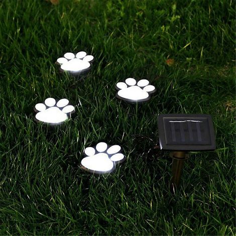 Ensemble de 4 lampes solaires sans fil en forme de chien, lumière blanche (1/4)